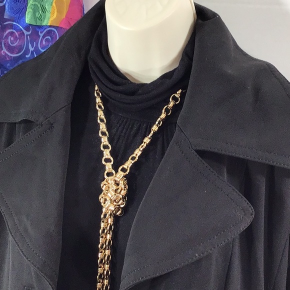 Donatella black a-line Trench Coat 14 - Picture 5 of 10